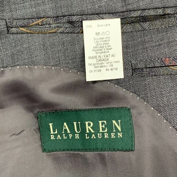 Ralph Lauren Blazer Men 48R Sport Coat Jacket 100% Wool 2 Button Gray Wedding - Picture 4 of 9